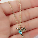 Hummingbird necklace with enamel and zirconium dioxide – Colorful flight