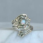 Adjustable white opal spoon ring – modern elegance