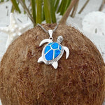 Sea turtle necklace made of blue opal – Marine charm