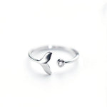 Ring with dolphin tail made of 925 sterling silver and adjustable zirconium dioxide – Marine symbol