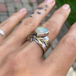 Leaf geometric opal ring – refined style