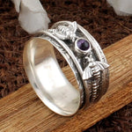 Bee purple gemstone meditation ring – classic charm