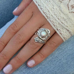 Adjustable white opal spoon ring – modern elegance