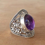 Purple gemstone flower ring – timeless beauty