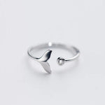 Ring with dolphin tail made of 925 sterling silver and adjustable zirconium dioxide – Marine symbol