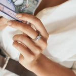 Double crescent moon gemstone ring – modern elegance