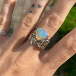 Leaf geometric opal ring – refined style