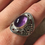 Purple gemstone flower ring – timeless beauty