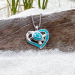Turtle heart necklace in blue and silver – Ocean symbol
