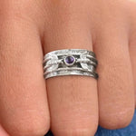 Bee purple gemstone meditation ring – classic charm