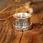 Tree of life spinner meditation ring – subtle sparkle