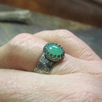 Emerald ring with carved flower – timeless beauty