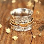Sun and moon spinner ring – radiant shine