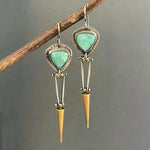Ethnic boho earrings made of green resin stone – Earthy tone