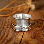 Tree of life spinner meditation ring – subtle sparkle