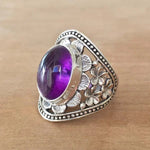 Purple gemstone flower ring – timeless beauty