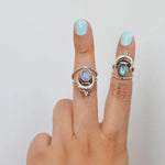 Oval rainbow moonstone moon phase ring – refined style
