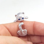 925 sterling silver adjustable kitty ring – Playful charm