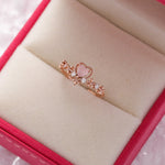 Adjustable ring made of gold with pink heart and zirconia – Romantic sparkle