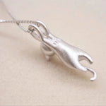 925 sterling silver playful kitty necklace – Cute accent