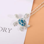 Sea turtle necklace made of blue opal – Marine charm
