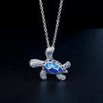 Sea turtle necklace made of blue opal – Marine charm