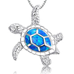 Sea turtle necklace made of blue opal – Marine charm