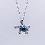 Sea turtle necklace made of blue opal – Marine charm