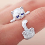 925 sterling silver adjustable kitty ring – Playful charm