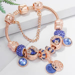 Bracelet in pink silver and blue crystal – Soft contrast