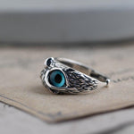 Lucky owl adjustable ring made of silver and opal – Whimsical charm