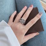 925 sterling silver adjustable ring in layers – Modern texture
