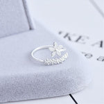 925 sterling silver adjustable wildflower ring with hand-painted enamel – Botanical charm