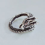 Adjustable dragon ring made of silver – Mythical strength