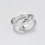 Silver adjustable hug ring – Embrace design