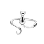 Silver cat in boots ring – Storybook charm