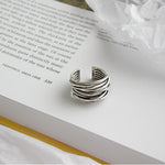 925 sterling silver adjustable ring in layers – Modern texture