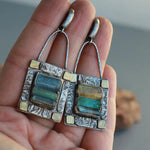 Earrings made of blue-green crystal stone – Cool tones