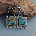 Earrings made of blue-green crystal stone – Cool tones