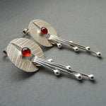 Drop earrings made of hollow red stone – Bold accent