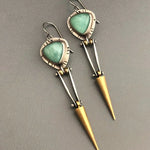 Ethnic boho earrings made of green resin stone – Earthy tone