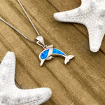 Dolphin necklace made of opal and silver – Ocean motif