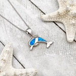 Dolphin necklace made of opal and silver – Ocean motif