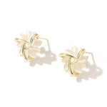 Elegant and exquisite circular opal flower stud earrings in gold – Refined bloom