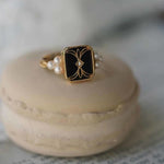 Vintage luxury pearl enamel rings – subtle sparkle
