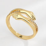 Adjustable hugging ring with zirconia in gold and silver – Symbolic charm
