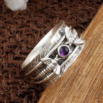 Bee purple gemstone meditation ring – classic charm
