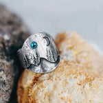 Forest blue moon ring – subtle sparkle