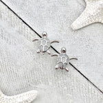 Sea turtle earrings made of opal and silver – Marine motif