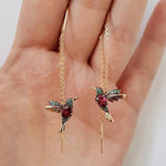 Earrings with hummingbird enamel and zirconias – Colorful detail